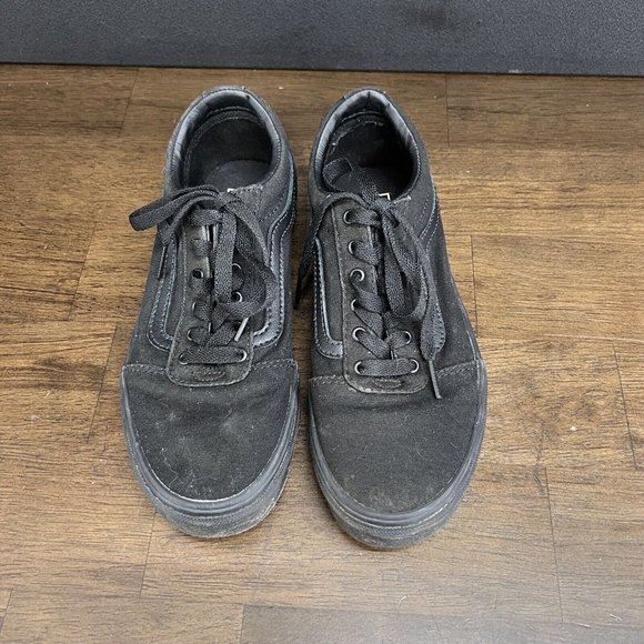 Vans Old Skool Triple Black Low Top Lace Up Shoes Size 4.5 - Picture 1 of 6